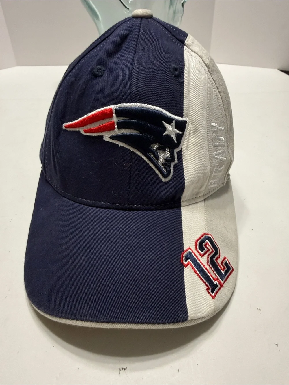 Reebok NFL Navy and White Vintage New England Patriots Tom Brady #12 Kids Hat